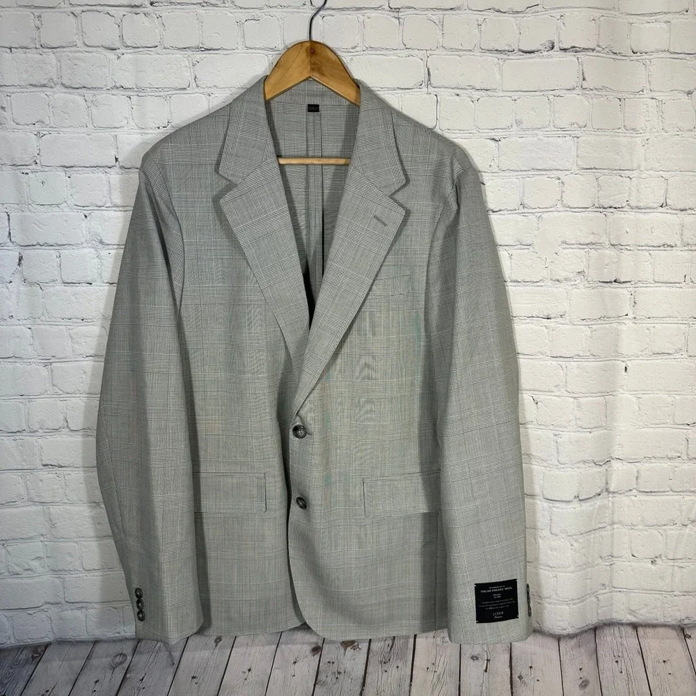J.Crew Kenmare Blazer Italian Organic Wool‎ Marzotto Grey Glen Plaid Suit Jacket
